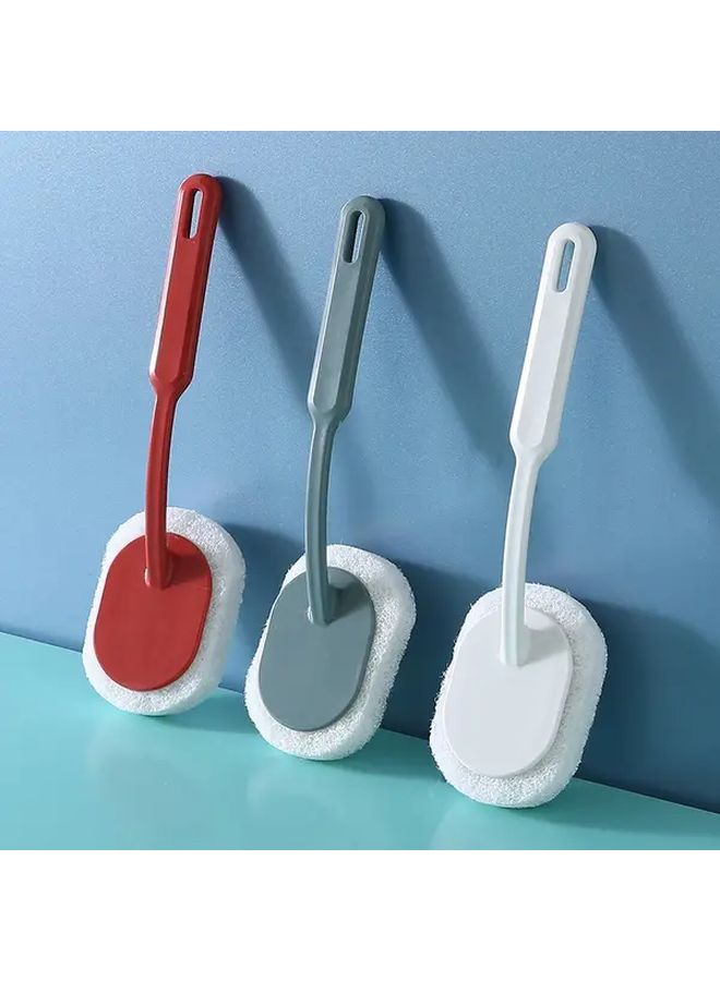 White Heavy Duty Bathroom Scrubber With Ergonomic Long Handle For Tile And Glass Cleaning - Image 2