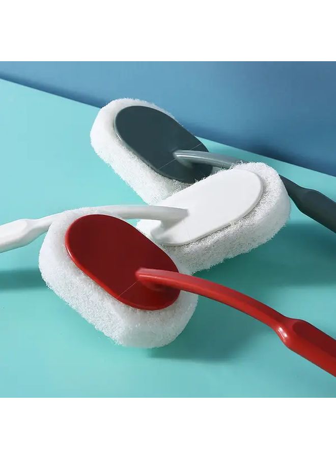 White Heavy Duty Bathroom Scrubber With Ergonomic Long Handle For Tile And Glass Cleaning - Image 5