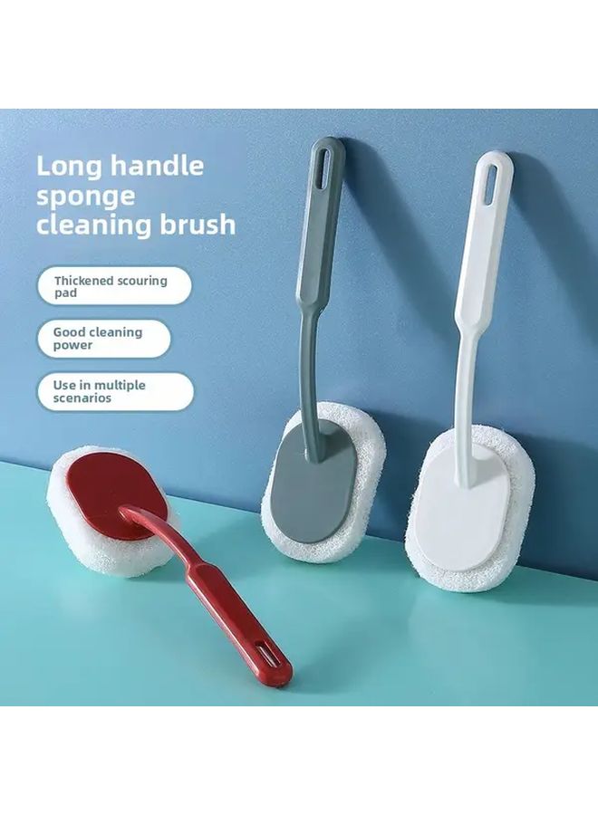 White Heavy Duty Bathroom Scrubber With Ergonomic Long Handle For Tile And Glass Cleaning - Image 4