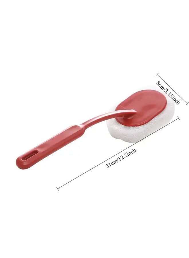 White Heavy Duty Bathroom Scrubber With Ergonomic Long Handle For Tile And Glass Cleaning - Image 3