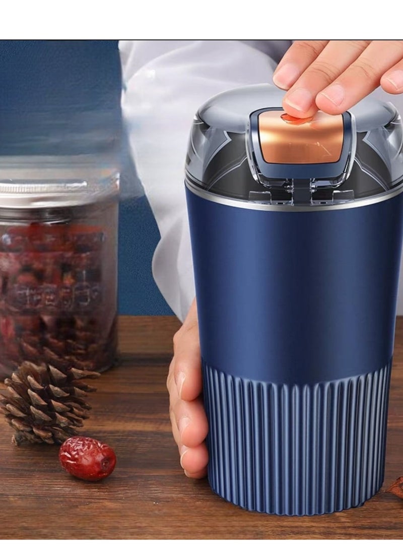 Electric Coffee Grinder Coffee Mill Removable Chamber for Office Cafes home Blender Electric Manual Blue  - Image 1
