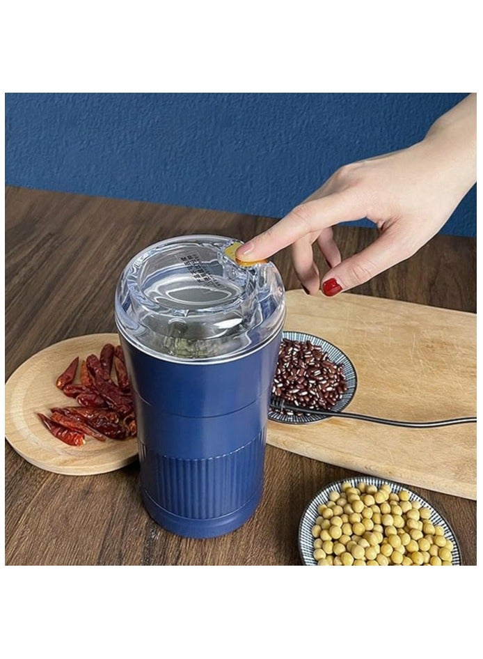 Electric Coffee Grinder Coffee Mill Removable Chamber for Office Cafes home Blender Electric Manual Blue  - Image 3