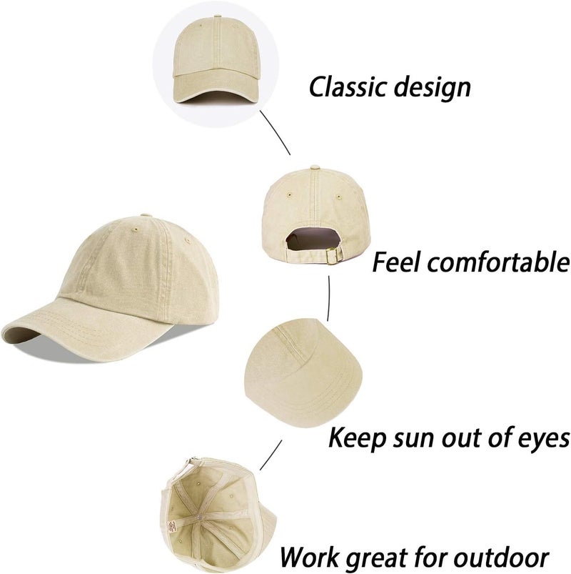 LANGZHEN Unisex Baseball Cap 100% Cotton Fits Men Women Washed Denim Adjustable Dad Hat - Image 4