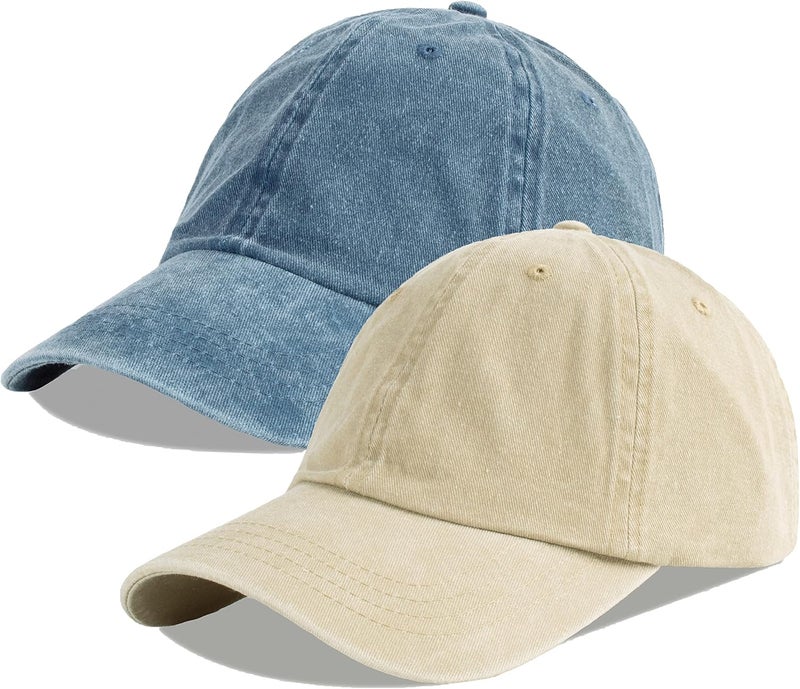 LANGZHEN Unisex Baseball Cap 100% Cotton Fits Men Women Washed Denim Adjustable Dad Hat - Image 1