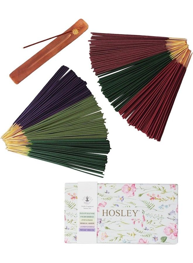 Hosley عبوة S 300 من أعواد البخور المعطرة المتنوعة مع حامل - الأوكاليبتوس والزعتر، الخيزران الطازج، الليمون جراس، العنبر الحسي، اللافندر، البابونج، الأوركيد المتألقة - Image 4