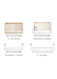 Snuz Nursery Set Kot + Changer Skandi Infant And Baby/Toddler , Includes Cot Bed - Changing Unit , 0M - 4 Years , Cot - H89Cm X W72 X L133Cm/Changing Unit - H96 X W85 X D55Cm. - White And Natural Skandi  - Image 5