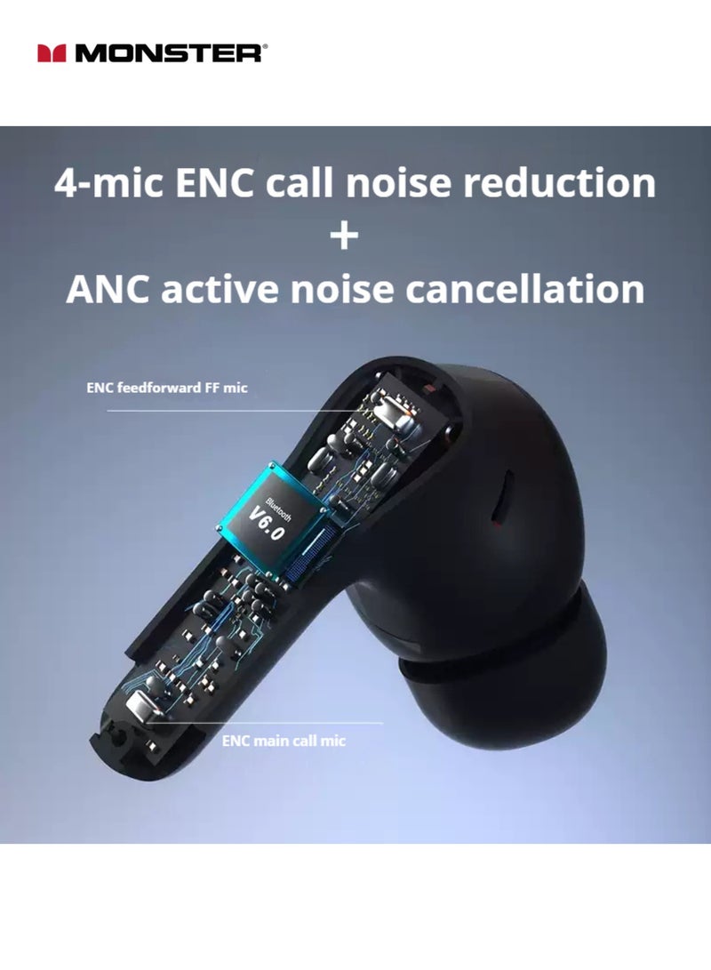 Monster Aura fit D02 Earbuds - Superior ANC+ENC Noise Cancellation, Premium 13mm Sound, Stable Bluetooth 6.0, Comfortable & Secure Fit - Image 5