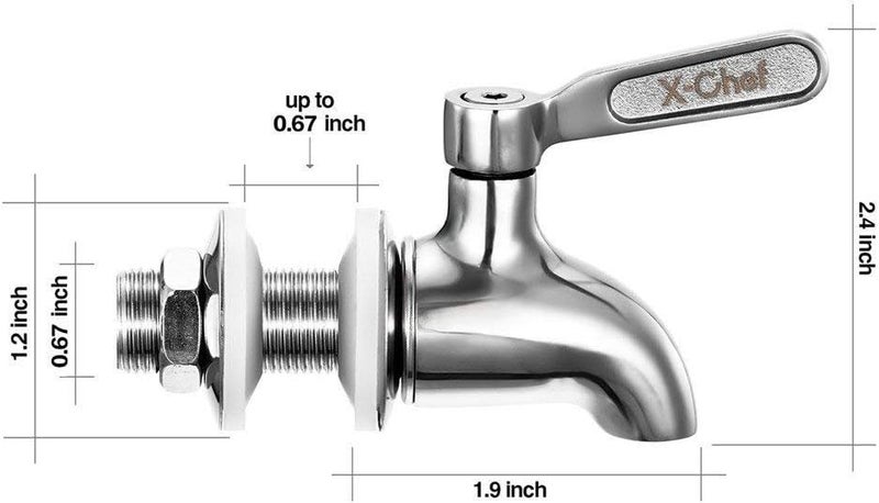 X-Chef 2 PCS Beverage Spigots Beverage Dispenser Spigot Replacement Stainless Steel Spigot for Glass Jar & Drink Dispenser - Image 5