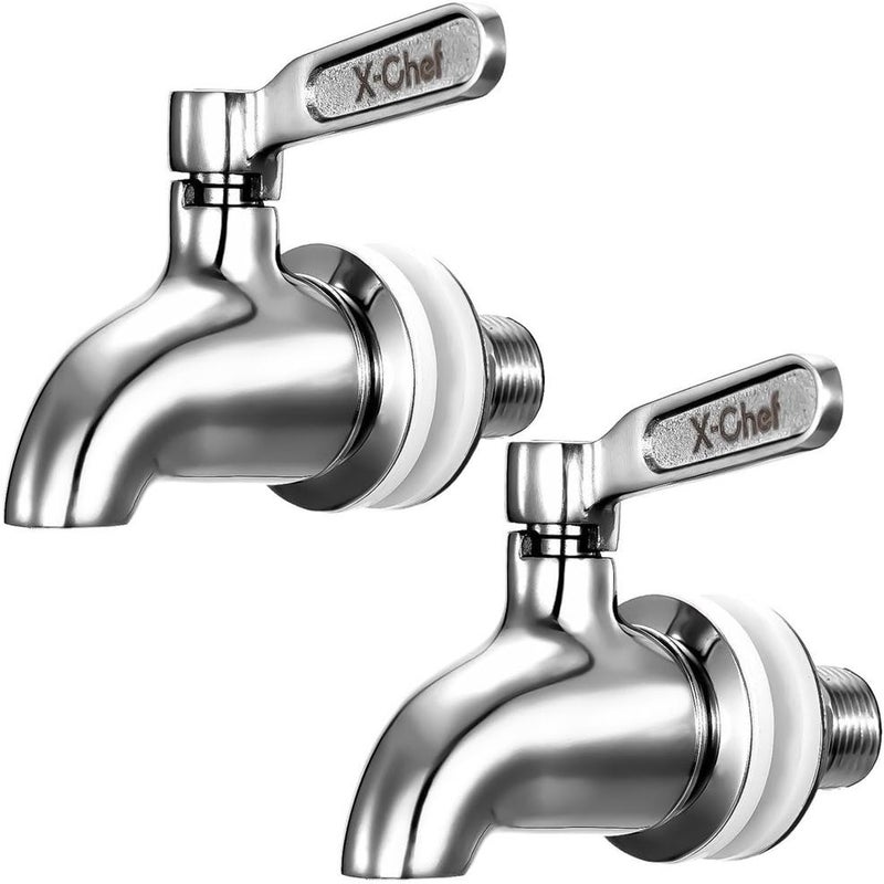 X-Chef 2 PCS Beverage Spigots Beverage Dispenser Spigot Replacement Stainless Steel Spigot for Glass Jar & Drink Dispenser - Image 1