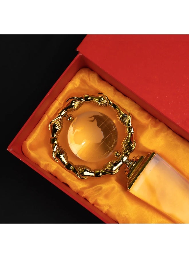 Luxury Crystal Globe Trophy with Gold Laurel Design – Premium Clear Crystal Award with Gold Finish – Corporate Recognition Trophy for Business Achievements, Employee Appreciation, Leadership Awards and Office Display - Image 3