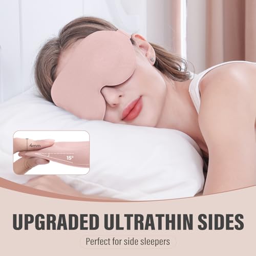 YIVIEW Sleep Mask for Side Sleeper, Complete Light Blocking 3D Pink Sleeping Eye Mask, Soft Breathable Eye Cover for Women Men, Relaxing Zero Pressure Night Blindfold - Image 2