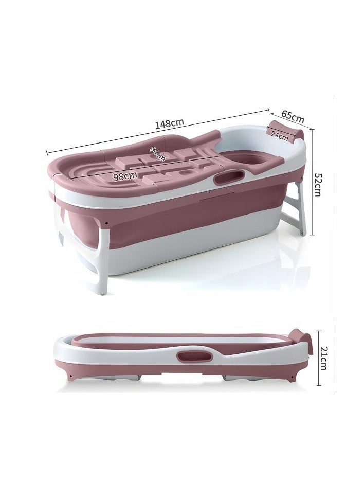 SHEE ONE - Foldable bathtub for adults with convenient features and space-saving design, pink color - Image 1