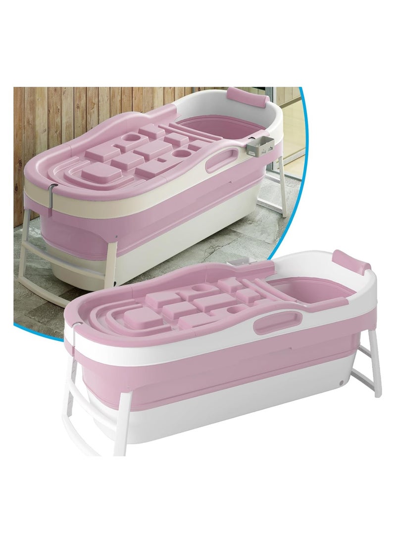 SHEE ONE - Foldable bathtub for adults with convenient features and space-saving design, pink color - Image 1