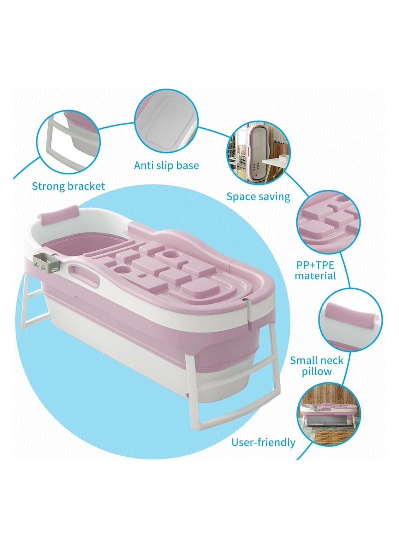 SHEE ONE - Foldable bathtub for adults with convenient features and space-saving design, pink color - Image 1
