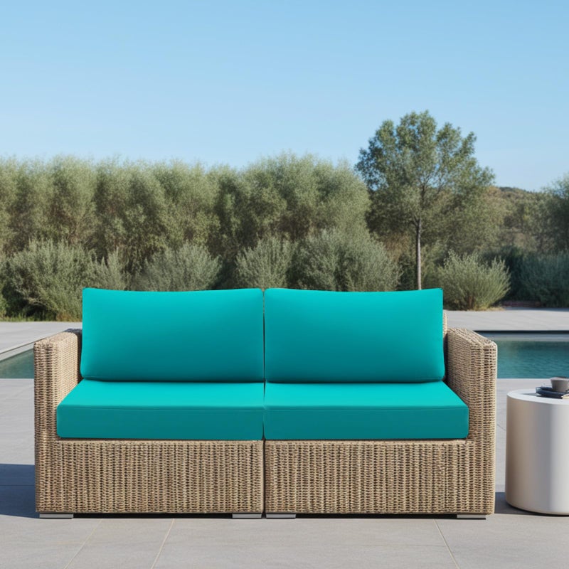 idee-home Outdoor Cushions for Patio Furniture, Outdoor Seat Cushion, Waterproof Hampton Bay Deep Seat Replacement Couch Chair Cushions for Garden Lawn Backyard Deck, 26.5 x 26.5 Peacock Blue - Image 3