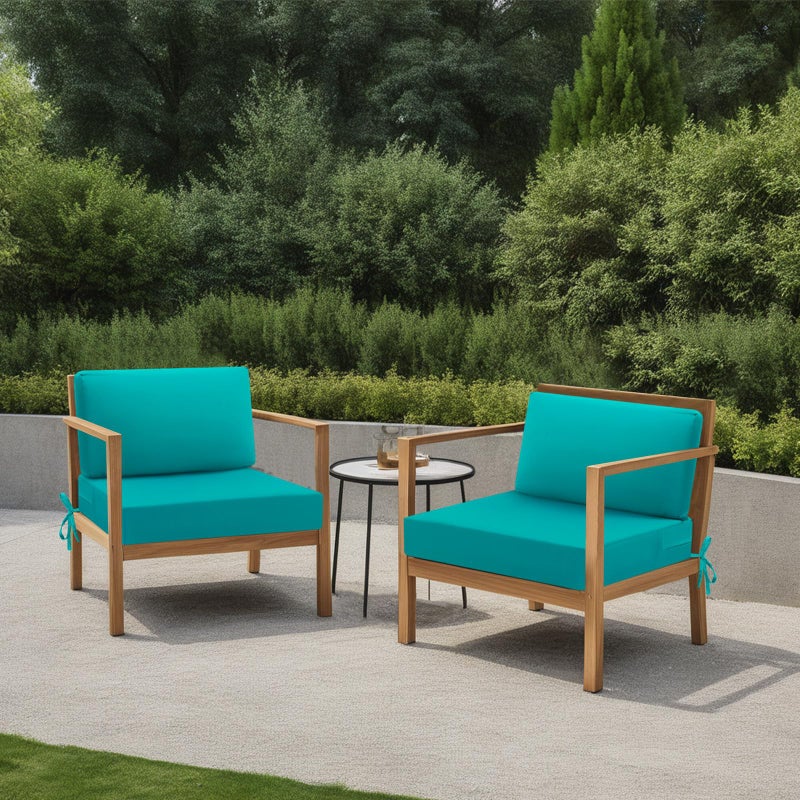 idee-home Outdoor Cushions for Patio Furniture, Outdoor Seat Cushion, Waterproof Hampton Bay Deep Seat Replacement Couch Chair Cushions for Garden Lawn Backyard Deck, 26.5 x 26.5 Peacock Blue - Image 2
