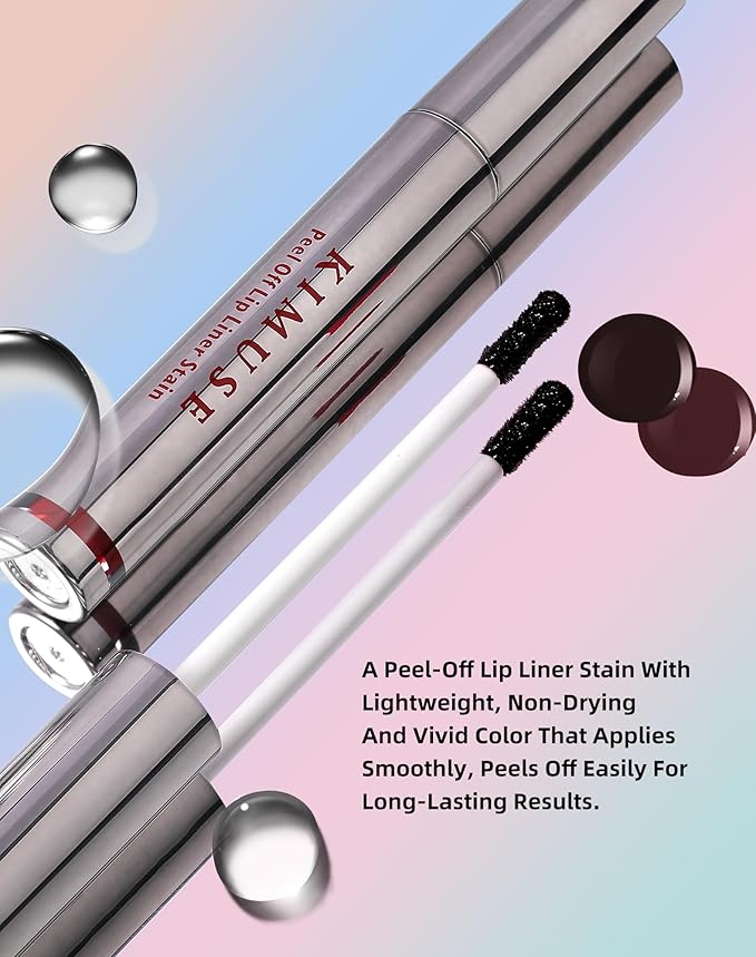KIMUSE Lip Stain Peel Off Lipstain Lip Liner All In One Peel Off Lip Stain With Tweezer Waterproof Long Lasting Natural Matte Finish