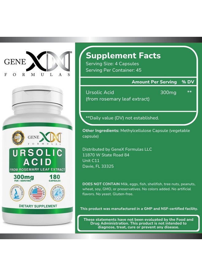 Genex Formulas Ursolic Acid 300mg (180 Capsules) Ursolic Acid Sourced from Rosemary Extract - Non-GMO, Gluten Free, Vegetarian - Image 2