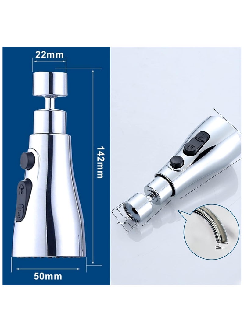 KASTWAVE 360°Swivel Faucet Tap Aerator,with 3 Water Outlet Modes,Water Saving Splash-Proof Kitchen Bathroom Head Sink Spout,Apply to 22-24mm Tap Spray Head (Sliver) - Image 4