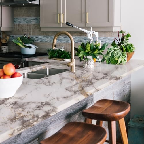 Decoroom 17.71"x118" Marble Contact Paper for Countertops, Glossy Peel and Stick Countertops, Granite Marble Wallpaper for Kitchen and Bathroom Cabinets Vinyl Film Self Adhesive Removable - Image 3