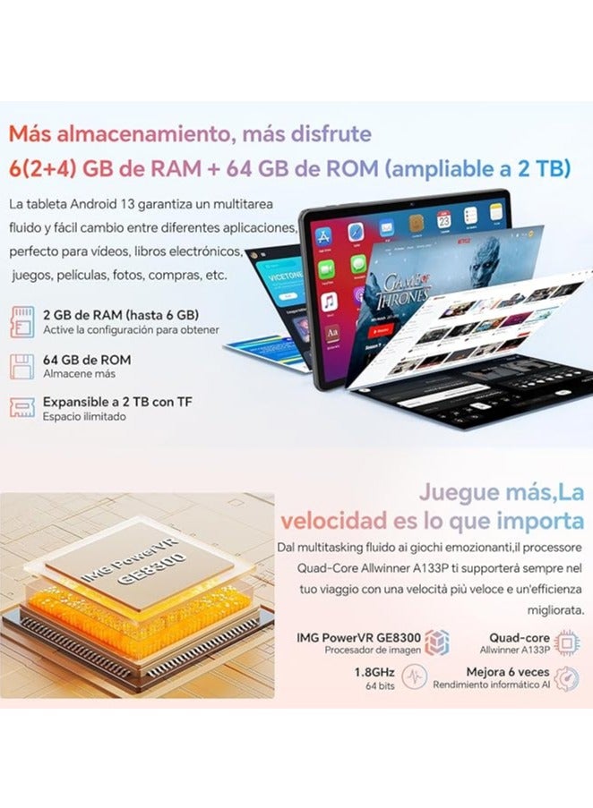 OSCAL Pad 50 WiFi Tablet 10inch 6GB RAM+64GB ROM, 2TB TF WiFi Tablet, 5100mAh Meteorite Grey - Image 4