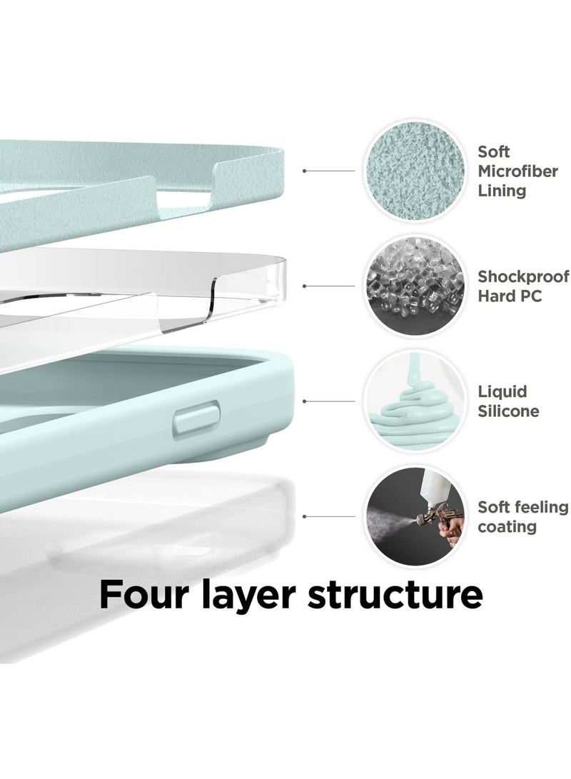 Rock Pow متوافق مع حافظة iPhone 15، حافظة من السيليكون السائل، غطاء حماية كامل للجسم، حافظة هاتف نحيفة مضادة للصدمات، بطانة ناعمة من الألياف الدقيقة مقاس 6.1 بوصة - Image 4