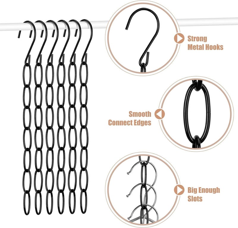 Goodern Space Saving Hangers,Metal Chain Clothes Hanger Organizer with 8 Slots for Heavy Clothes,Premium Hanger Hooks,Closet Storage,Collapsible Vertical Hangers,College Dorm Room Essentials(6 Pack) - Image 5