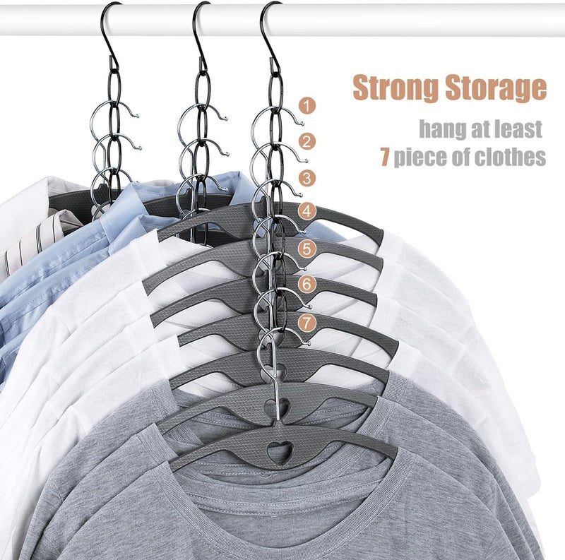 Goodern Space Saving Hangers,Metal Chain Clothes Hanger Organizer with 8 Slots for Heavy Clothes,Premium Hanger Hooks,Closet Storage,Collapsible Vertical Hangers,College Dorm Room Essentials(6 Pack) - Image 4