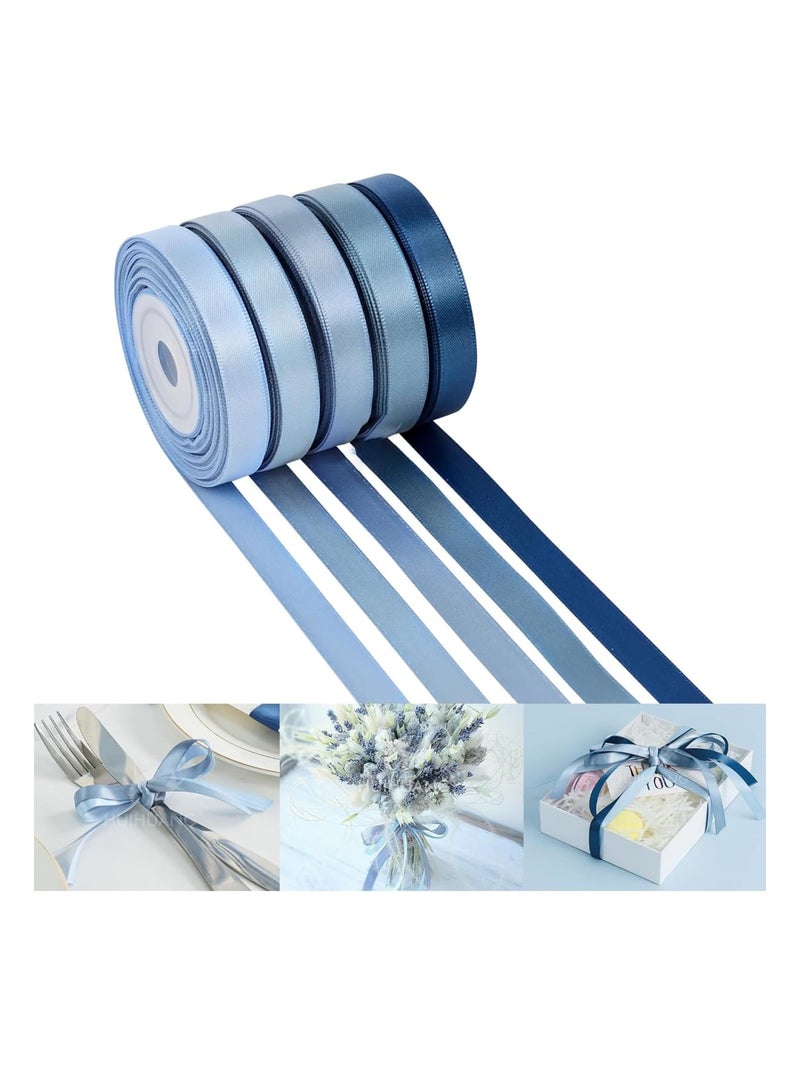SYOSI Satin Ribbon, 3/8 Inch Dusty Blue Ribbon for Weddings Flower Bouquets Gift Wrapping DIY Crafts Hair Accessories and Bridal Shower Decor, 10 Yards x 5 Colors - Image 1