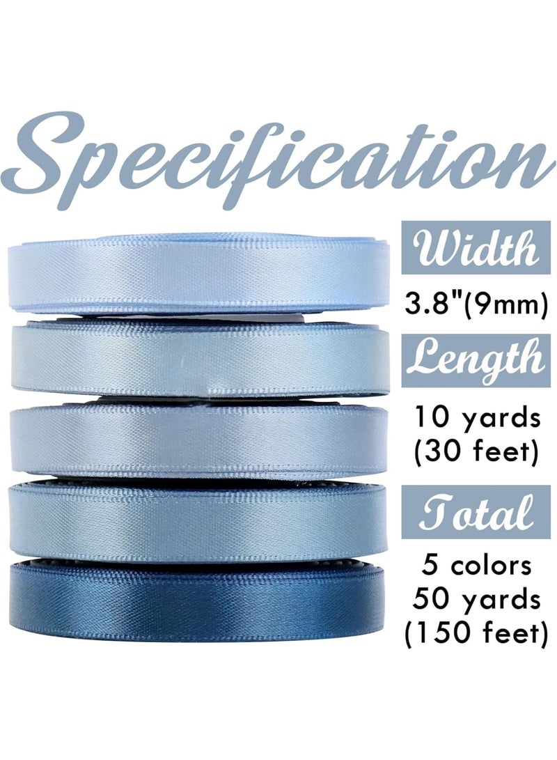 SYOSI Satin Ribbon, 3/8 Inch Dusty Blue Ribbon for Weddings Flower Bouquets Gift Wrapping DIY Crafts Hair Accessories and Bridal Shower Decor, 10 Yards x 5 Colors - Image 2