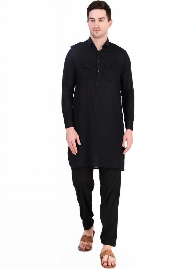 PREEN Adults-Men Black Kurta Sets - Image 1