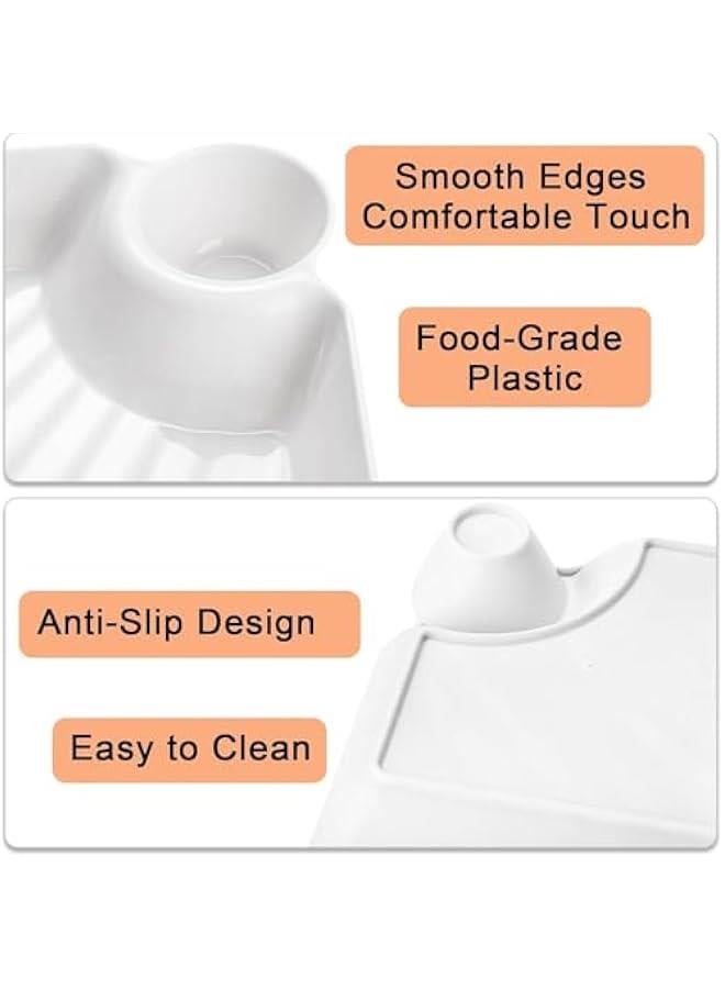 هوكور SupWolf 10Pcs Chips and Dip Plates, Plastic Serving Platter Set Dumpling Plate with Dipping Saucer, White Divided Snack Serving Dishes for Appetizer, Sushi, Taco Salsa, Charcuterie, Reusable - Image 4