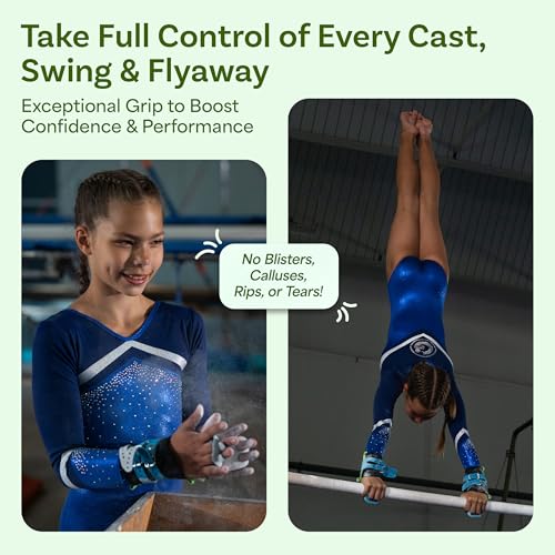 LEVIERO Gymnastics Grips Set Narrow Squeeze, Grips for Gymnastics Girls, Dowel Grips with Soft Leather, Double Buckle Wrist Closure, and Adjustable Finger Holes, for All Ages - (Aqua, 00) - Image 2