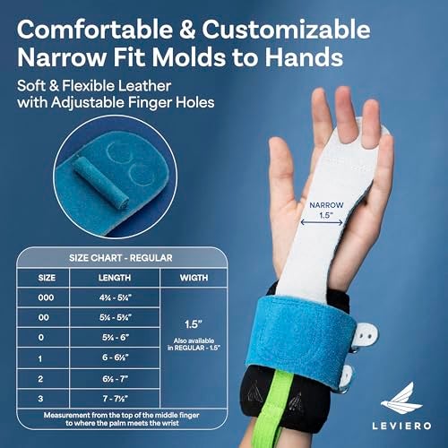 LEVIERO Gymnastics Grips Set Narrow Squeeze, Grips for Gymnastics Girls, Dowel Grips with Soft Leather, Double Buckle Wrist Closure, and Adjustable Finger Holes, for All Ages - (Aqua, 00) - Image 4
