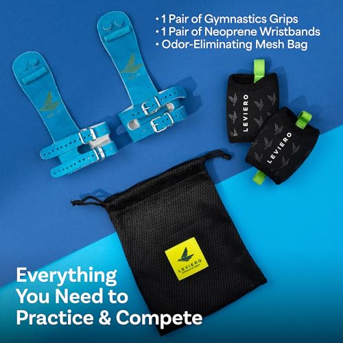 LEVIERO Gymnastics Grips Set Narrow Squeeze, Grips for Gymnastics Girls, Dowel Grips with Soft Leather, Double Buckle Wrist Closure, and Adjustable Finger Holes, for All Ages - (Aqua, 00) - Image 5