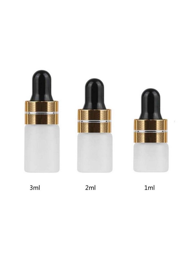 mollensiuer 50Pcs 2Ml Mini Translucent Frosted Glass Dropper Bottle Sample Vial Jar Empty Refillable Cosmetic Essential Oil Bottle Container With Glass Eye Dropper2Pcs 3Ml Transfer Dropper Pipette (Gold Cap)  - Image 3