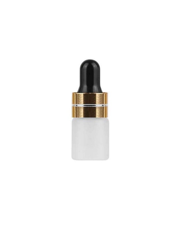 mollensiuer 50Pcs 2Ml Mini Translucent Frosted Glass Dropper Bottle Sample Vial Jar Empty Refillable Cosmetic Essential Oil Bottle Container With Glass Eye Dropper2Pcs 3Ml Transfer Dropper Pipette (Gold Cap)  - Image 2