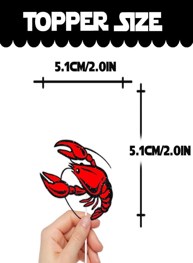 LETLIMIT Red Glitter Lobster Dessert Cupcake Topper Ocean Under The Sea Beach Animals Creature Lobster Theme Decor Supplies Baby Shower Boys Girls Happy Birthday Party Decorations set 18pcs - Image 2