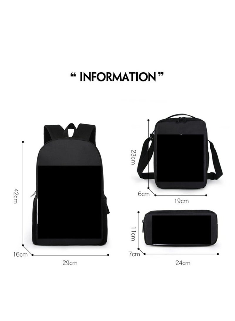 Cartoon printed three piece backpack for primary and secondary school students, anime backpack, shoulder bag, pencil case - Image 2