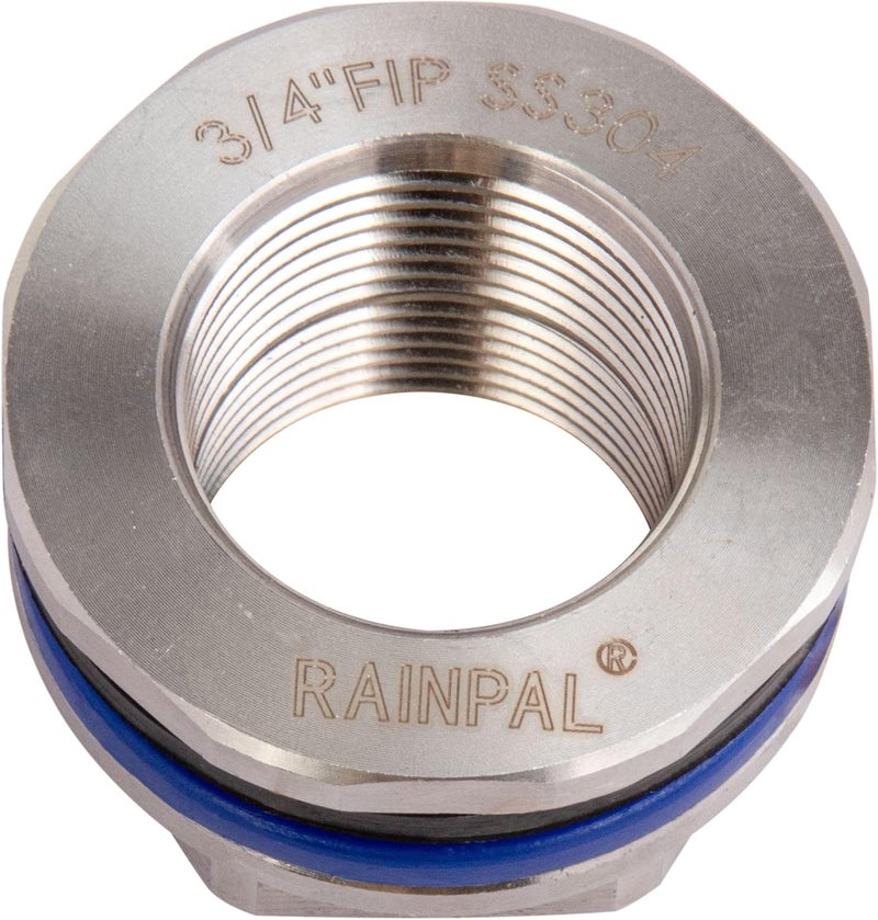 RAINPAL SSBF010 Stainless Steel Bulkhead Fitting (Female 3/4" NPT/FIP, Left Handed Nut, w/Step Gasket) (2 pack) - Image 4