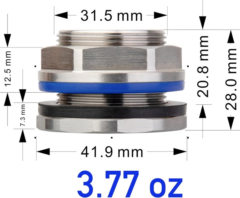 RAINPAL SSBF010 Stainless Steel Bulkhead Fitting (Female 3/4" NPT/FIP, Left Handed Nut, w/Step Gasket) (2 pack) - Image 3