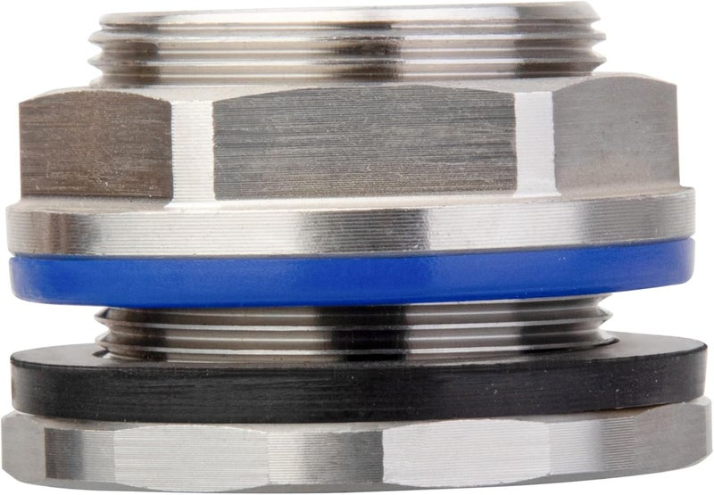 RAINPAL SSBF010 Stainless Steel Bulkhead Fitting (Female 3/4" NPT/FIP, Left Handed Nut, w/Step Gasket) (2 pack) - Image 1