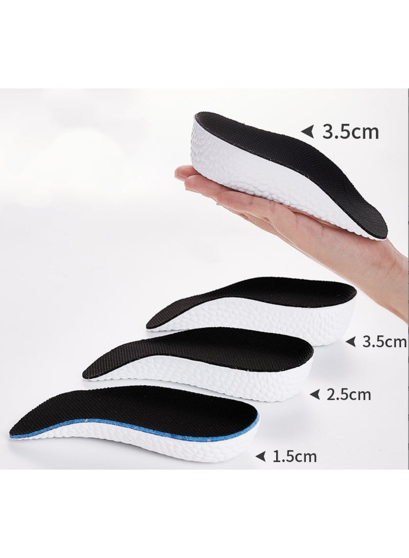 1 Pair Inner Height Increasing Insole,1.5/2.5/3.5cm Heel Lift Foot Pads Invisible Hidden Soft Heel Cushion Inserts Insoles,Breathable Sports Shock Absorption Half Cushion Insoles for Men Women, Black - Image 1