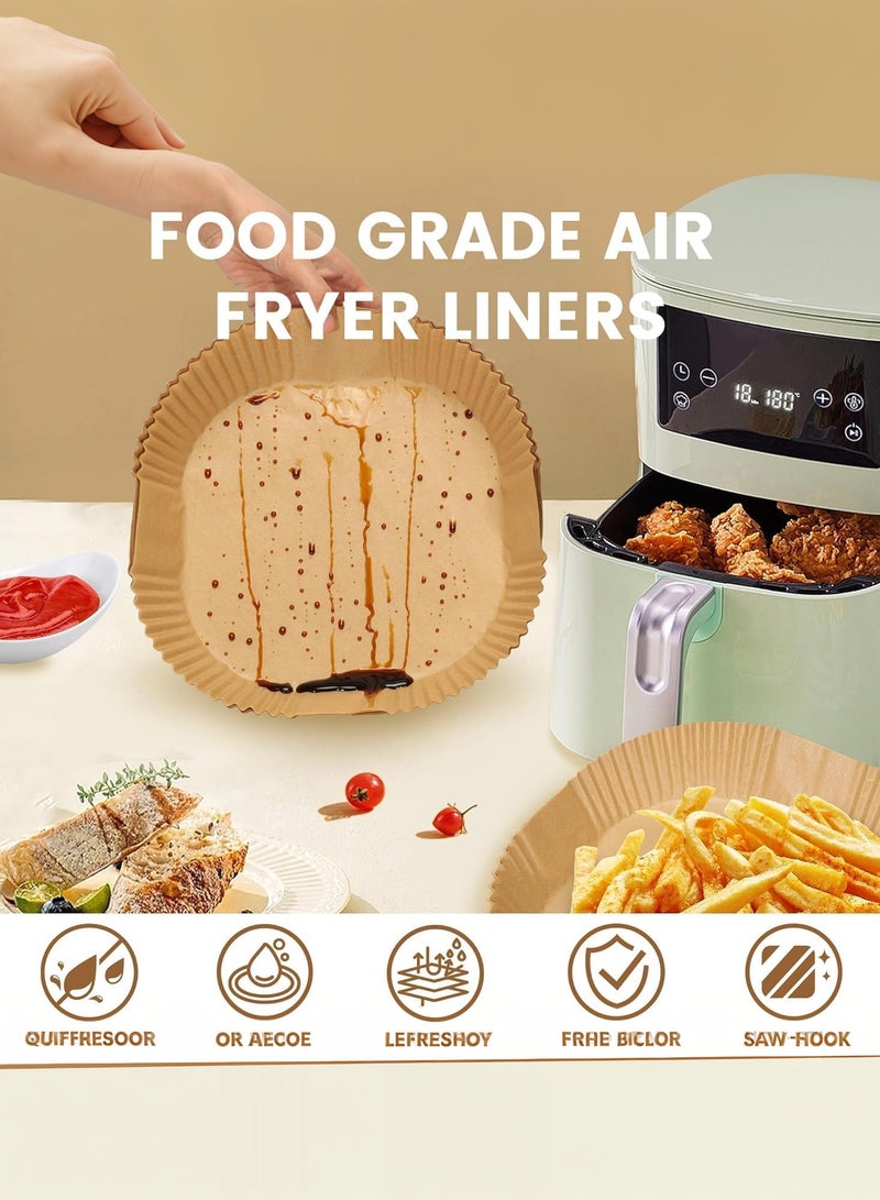 Large 7.9 Inch 100 PCS Air Fryer Disposable Paper Liners, Square Parchment Paper Liner for 5-8QT Air Fryer, Water-proof, Parchment Baking Paper for Baking, Top Wide 9.5in, Bottom Wide 7.9in  - Image 4