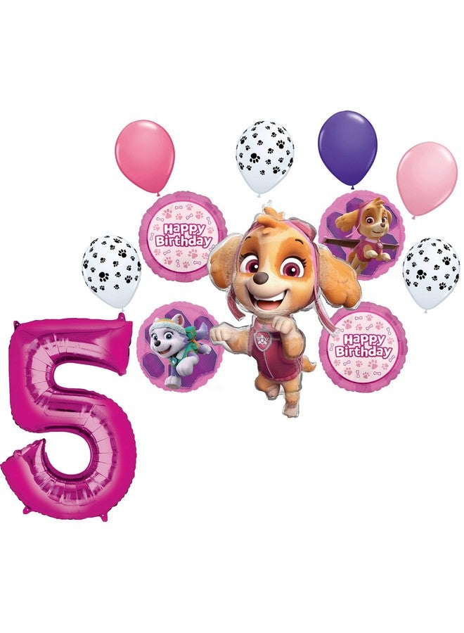 Anagram Skye and Everest 5th Birthday Party Supplies Girl Paw Pups on Patrol Balloon Bouquet Decorations 12ct - Image 1