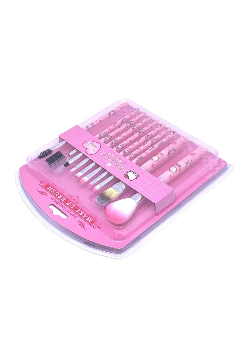 general Cartoon HelloKitty Cat 10 Cartoon Makeup Brush Set for Beginners Set Brush Blush Brush Eyeshadow Eyebrow Brush Eyelash Brush Makeup Tools - Image 2