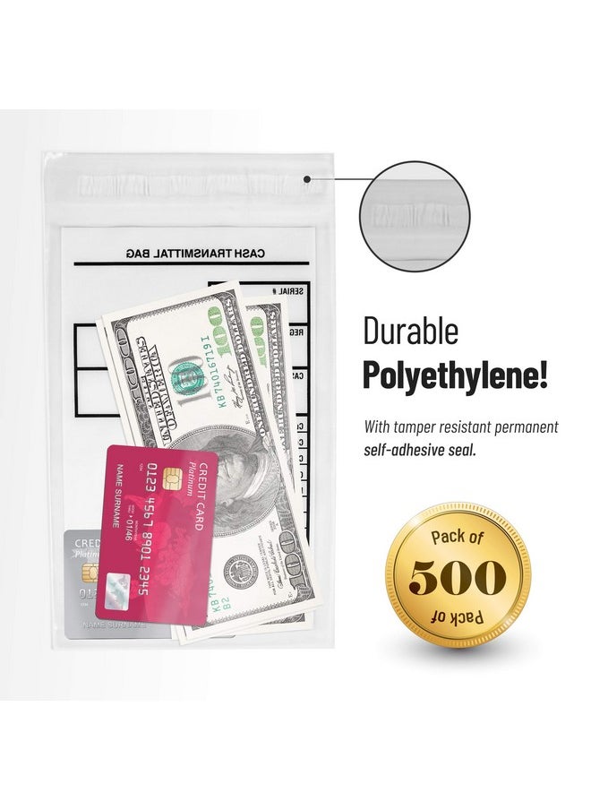 Noe & Malu - Tamper Proof Bank Deposit Bags Selfadhesive Seal Writeon Surface 6"X9" Clear Plastic Cash Envelopes | Pack Of 500 - Image 1