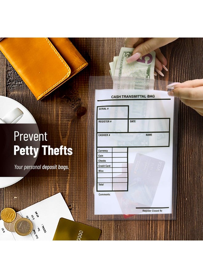 Noe & Malu - Tamper Proof Bank Deposit Bags Selfadhesive Seal Writeon Surface 6"X9" Clear Plastic Cash Envelopes | Pack Of 500 - Image 1
