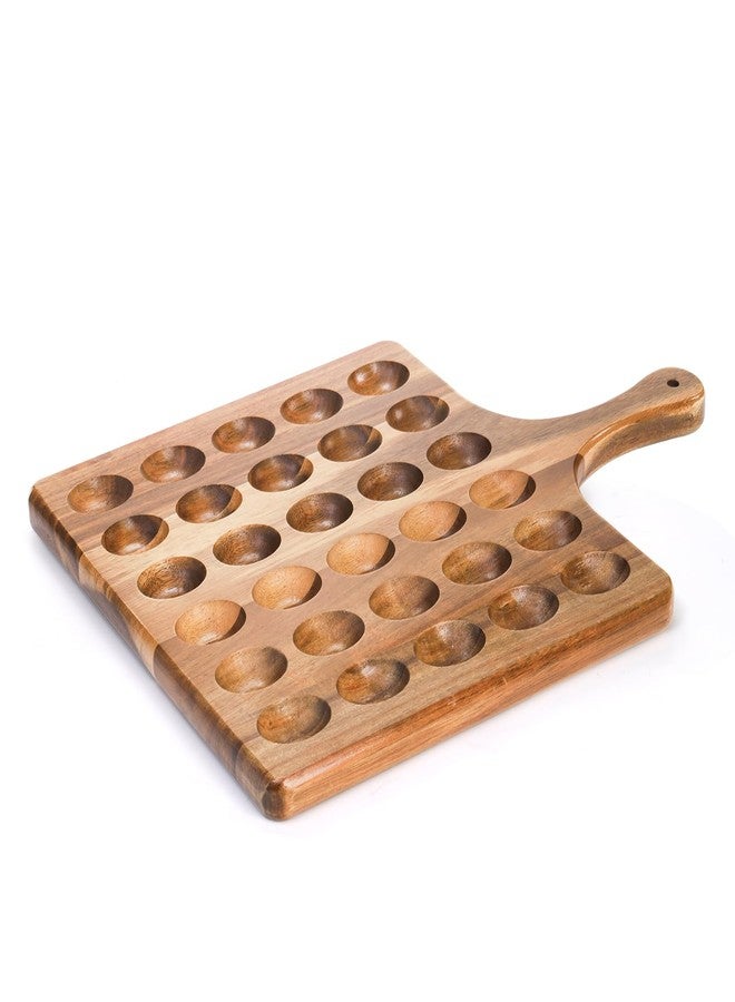 Okllen 30 Holes Reversible Wooden Deviled Egg Platter with Handle, Acacia Wood Deviled Egg Tray Charcuterie Board, Deviled Egg Holder, 17"x13" - Image 4