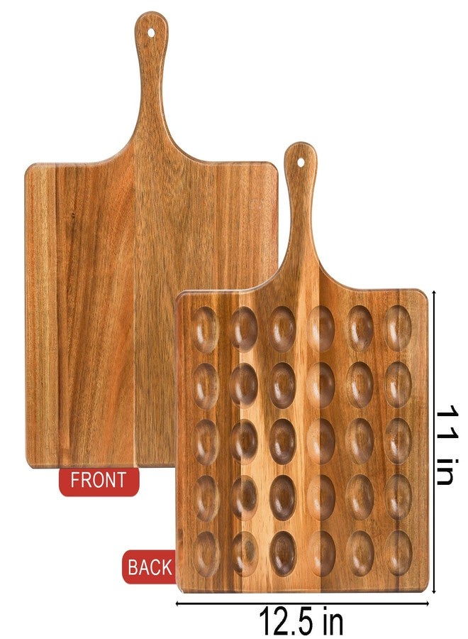 Okllen 30 Holes Reversible Wooden Deviled Egg Platter with Handle, Acacia Wood Deviled Egg Tray Charcuterie Board, Deviled Egg Holder, 17"x13" - Image 2